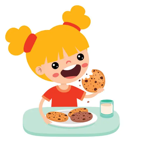 Vector illustration of Illustration Of Kids With Cookie