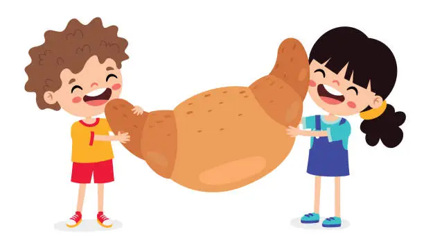 Vector illustration of Illustration Of Kid With Croissant