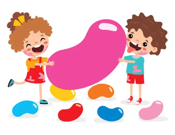 Vector illustration of Illustration Of Kid With Jelly Bean