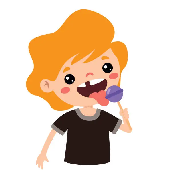 Vector illustration of Illustration Of Kid With Lollipop