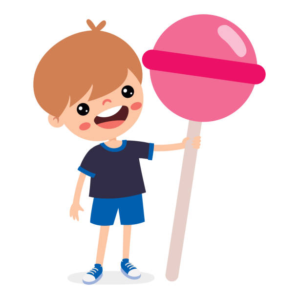 illustration of kid with lollipop - chewing gum candy bubble little girls stock illustrations