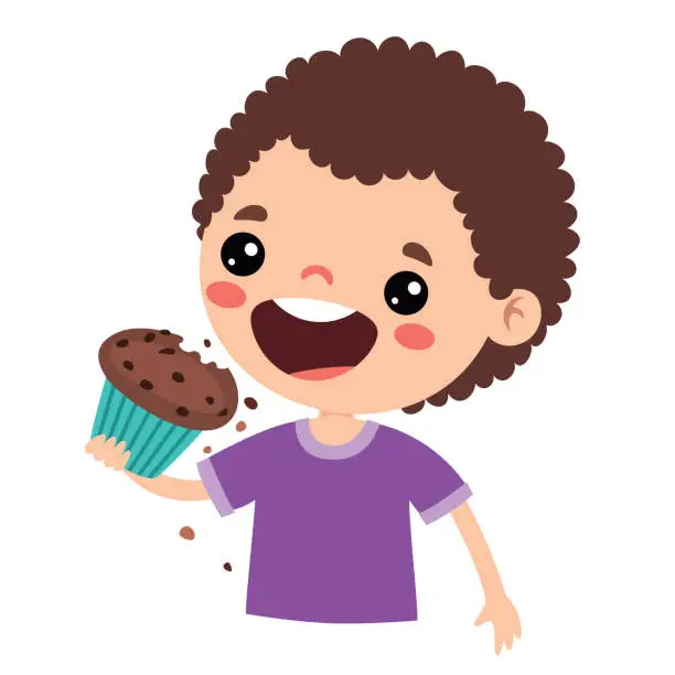 Vector illustration of Illustration Of Kid With Muffin