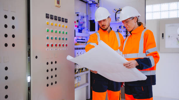 istock Engineer and foreman working at control room of water treatment plant. 2114186685