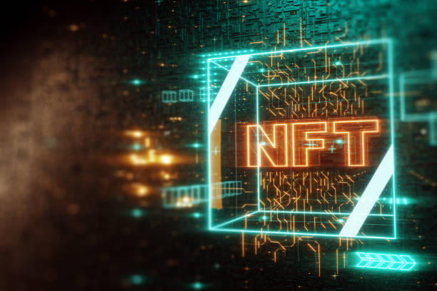 istock NFT digital art, Non-Fungible Token, blockchain technology. Cryptographic data block, collecting, unique pieces. Non-fungible cryptographic token. 3D render, 3D illustration. Copy space. 2114197408