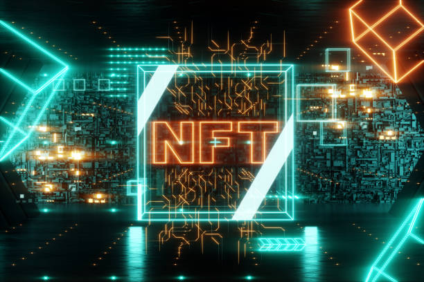 istock NFT digital art, Non-Fungible Token, blockchain technology. Cryptographic data block, collecting, unique pieces. Non-fungible cryptographic token. 3D render, 3D illustration. Copy space. 2114197417