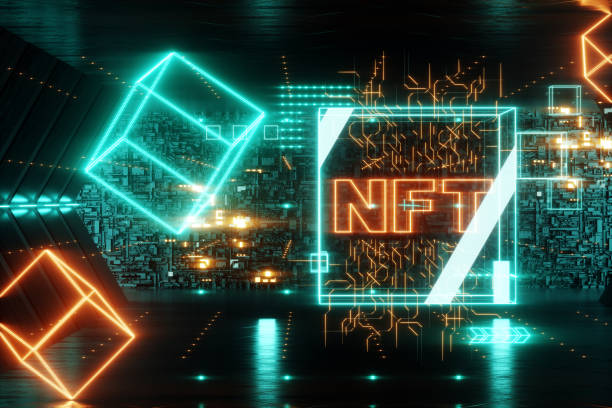 istock NFT digital art, Non-Fungible Token, blockchain technology. Cryptographic data block, collecting, unique pieces. Non-fungible cryptographic token. 3D render, 3D illustration. Copy space. 2114197422