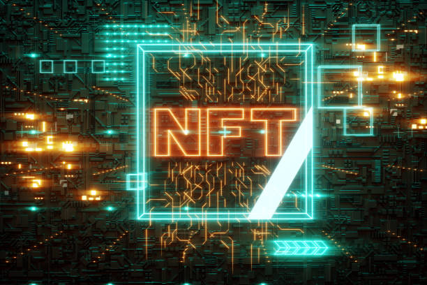 istock NFT digital art, Non-Fungible Token, blockchain technology. Cryptographic data block, collecting, unique pieces. Non-fungible cryptographic token. 3D render, 3D illustration. Copy space. 2114197425