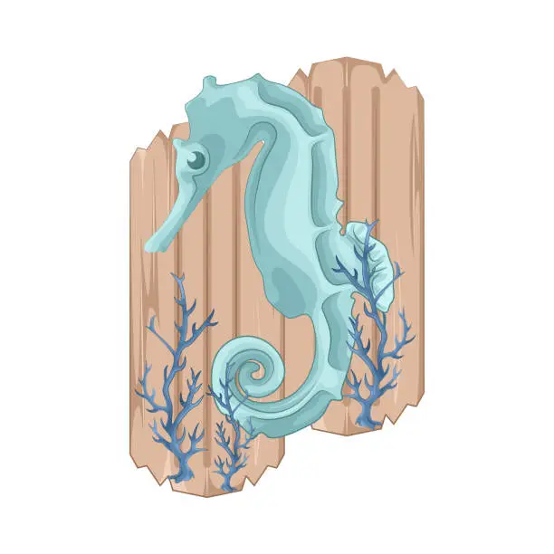 Vector illustration of Seahorse with coral