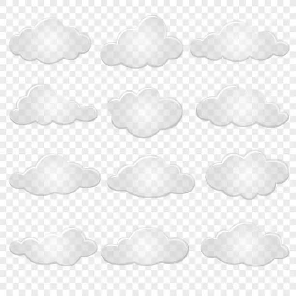 Vector illustration of Set of transparent clouds. Flat design style. For the design of your website, logo, application. Vector illustration