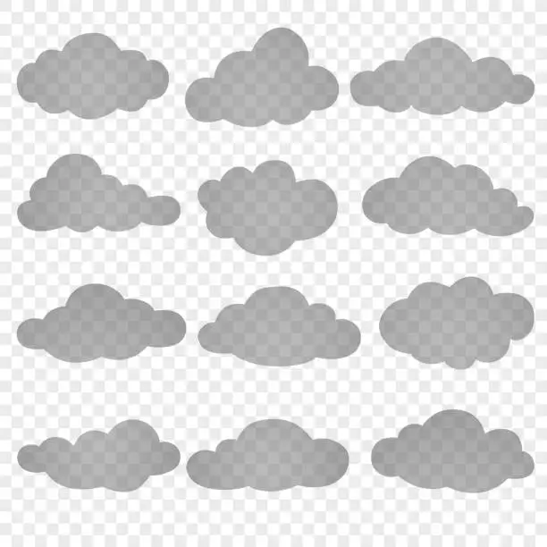 Vector illustration of Set of transparent clouds. For the design of your website, logo, application. Vector illustration