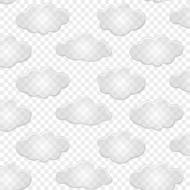 Vector illustration of Seamless pattern of transparent clouds. Flat design style. For the design of your website, logo, application. Vector illustration