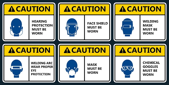 Set of industrial warning sign