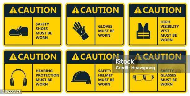 Manufacturing Alert Sign Set Of Industrial Warning Sign Stock Illustration - Download Image Now ...