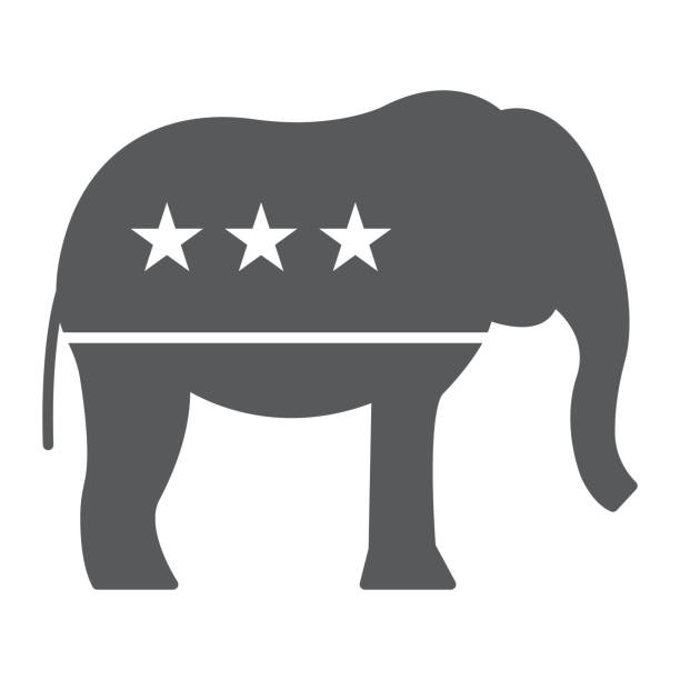 Republican elephant solid icon Republican elephant solid icon, glyph style icon for web site or mobile app, election and politics, republican elephant vector icon, simple vector illustration, vector graphics. republican elephant logo stock illustrations