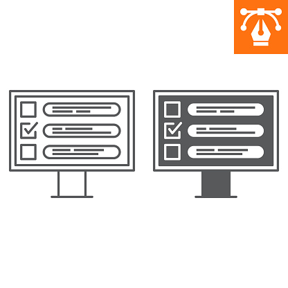 Electronic voting line and solid icon, outline style icon for web site or mobile app, election and politics, online voting vector icon, simple vector illustration, vector graphics.