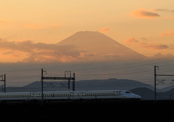 istock Evening view of Mt. Fuji and Shinkansen 2114282941