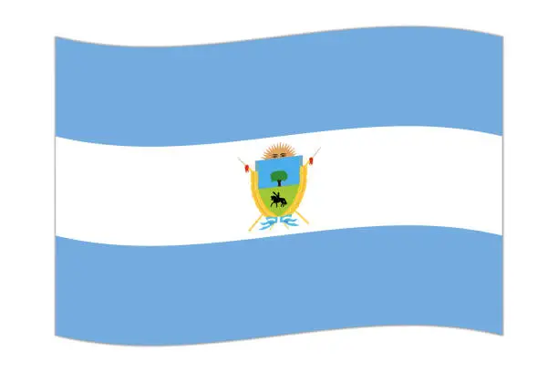 Vector illustration of Waving flag of La Pampa, administrative division of Argentina. Vector illustration.