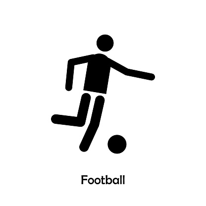 Football Soccer flat black icon vector isolated on white background. Pictograph Sports.