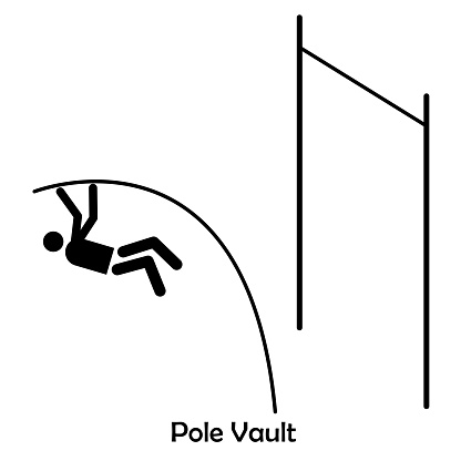 Pole Vault flat black icon vector isolated on white background. Pictograph Sports.