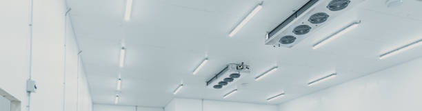 istock Storage freezer, brand new refrigeration unit on the ceiling 2114294978