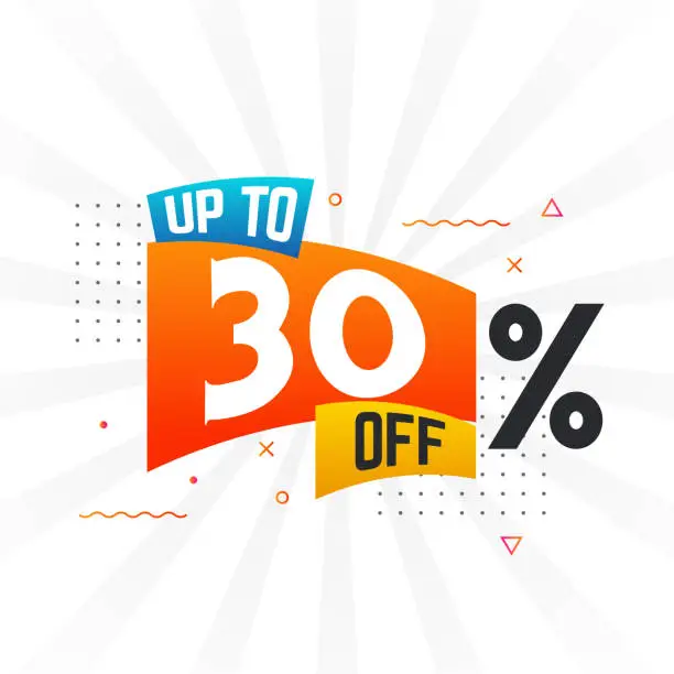 Vector illustration of Up To 30 Percent off Special Discount Offer. Upto 30% off Sale of advertising campaign vector graphics.