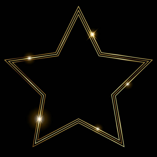 istock Vector template of shining gold star frame, background with glitter for Christmas celebration party, New Year card, wedding, bachelorette party, baby shower party, logo, casino, birthday. 2114316346