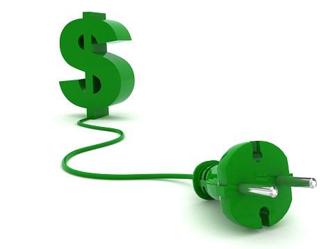 Green energy efficiency electric plug savings dollar sign