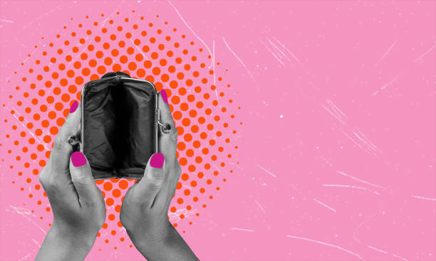istock Art collage showing empty wallet, on pink background with copy space. 2114334672
