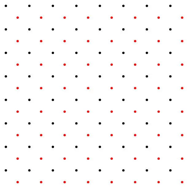 Vector illustration of Small red and black seamless polka dot pattern vector, White background. Christmas Theme