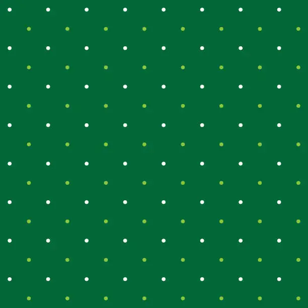 Vector illustration of Small white and green seamless polka dot pattern vector, Green background. Christmas Theme