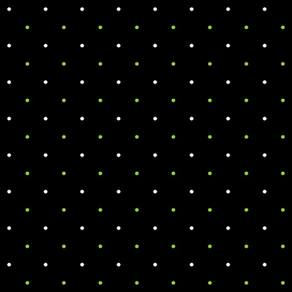 Small white and green seamless polka dot pattern vector, Black background. Christmas Theme
