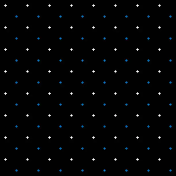 Vector illustration of Small blue and white seamless polka dot pattern vector, Black background.