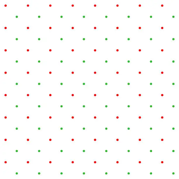 Vector illustration of Small red and green seamless polka dot pattern vector, White background. Christmas Theme