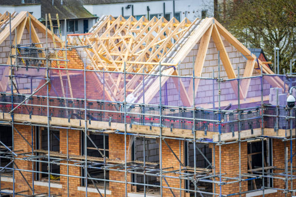 istock Construction aparments building site in england uk. 2114361424