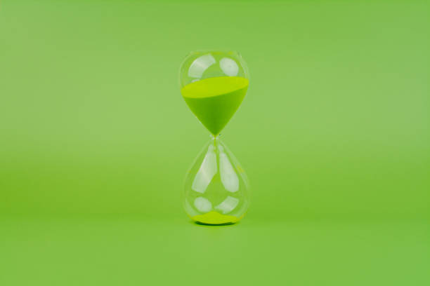 Hourglass, colorful countdown, time limit, time concept and importance of spending time.