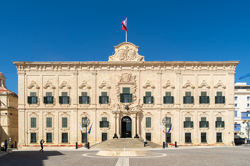 Taranto, Puglia, Italy - 2 November 2019: Nineteenth-century building in Piazza Castello, seat of the Town Hall