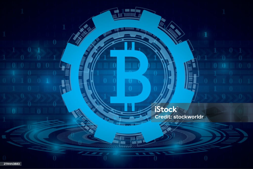 Bitcoin Token. Image Bitcoins With Binary Code Digital Background Stock Illustration ...