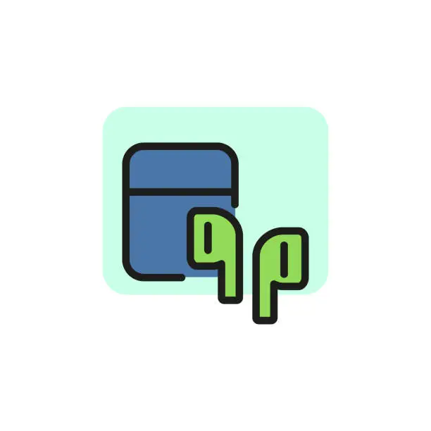 Vector illustration of Mp-3 player and earphones line icon