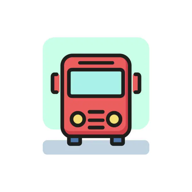 Vector illustration of Bus sign line icon