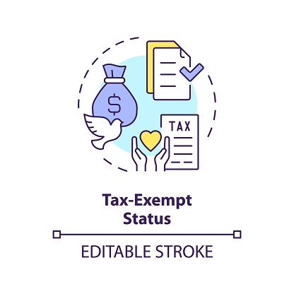 Tax exempt status multi color concept icon. Tax deduction for non profit organization. Steps to start NPO. Round shape line illustration. Abstract idea. Graphic design. Easy to use in article