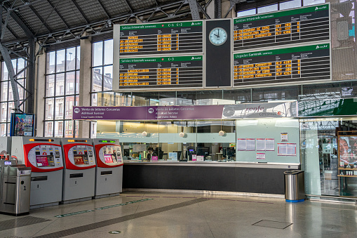 interior of the Abando Idalecio Prieto train station. Bilbao-Basque country-Spain. Image captured in February 2024