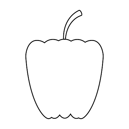 Apple outline icon. Isolated contour illustration with editable stroke. Oblong, conical, ribbed, lobed apple shape. Fruit vector illustration on white background.