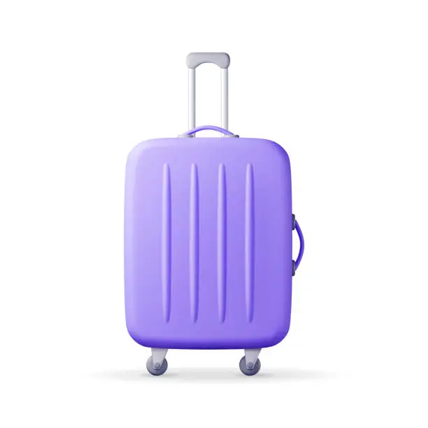 Vector illustration of 3D Blue Travel Suitcase Isolated