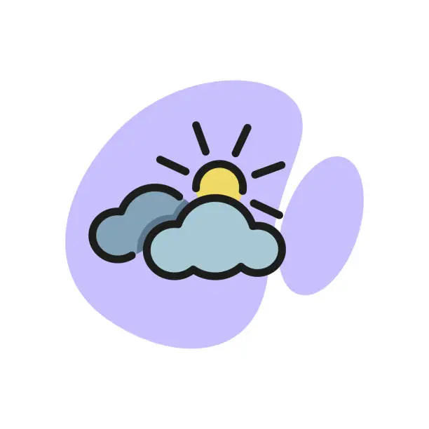 Vector illustration of Clouds and Sun Line Icon