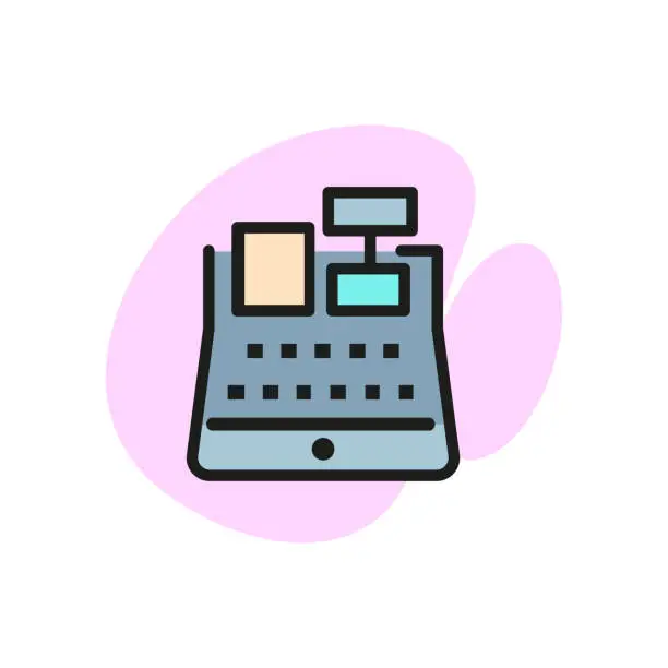 Vector illustration of Cash Register Line Icon