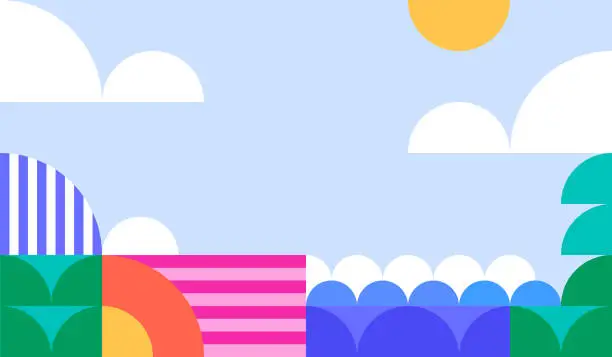 Vector illustration of Geometric Summer Beach Background Banner