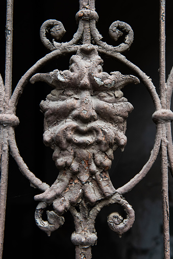Detail of artistic metalwork on a window in the historic Old Town district of Tbilisi, capital of the Republic of Georgia.