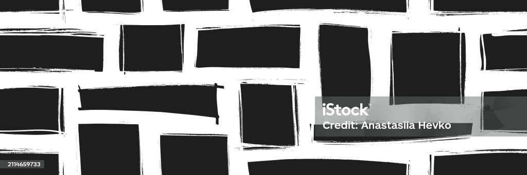 Hand Drawn Grunge Rectangles And Squares Seamless Pattern Basic ...