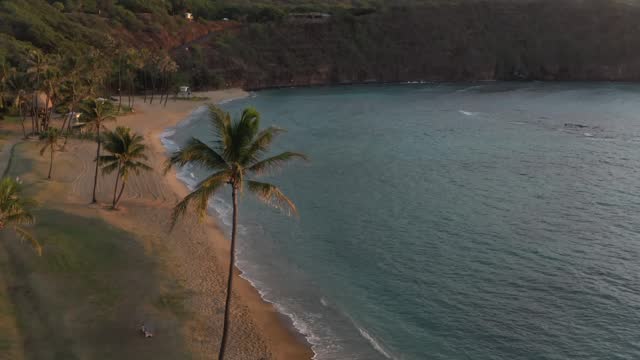 Aerial video of Anoma Bay, Oahu Hawaii, USA