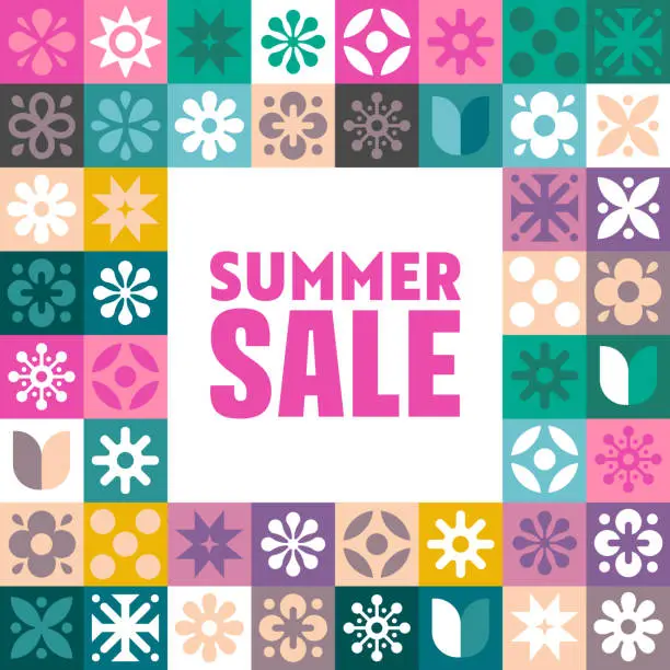 Vector illustration of Summer Sale Banner with Floral Pattern Design